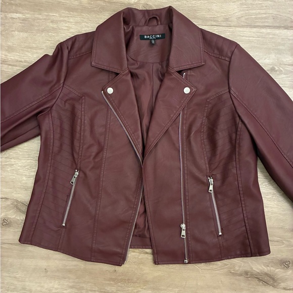 Baccini Dark Red Leather Jacket - Picture 2 of 5